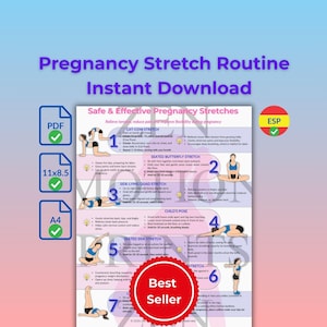 Rutina de Estiramientos Prenatales PDF – Alivio de Dolor, Relajación y Movilidad Durante el Embarazo | Descarga Instantánea