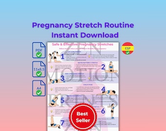 Pregnancy Stretches Printable, Healthy Pregnancy Workout PDF, Baby Prenatal Stretches | Digital A4 US Letter