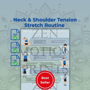 Nacken- und Schulterdehnungen zum Ausdrucken, Migräne Relief PDF, Stress Relief Workout | Digital A4 US Letter