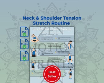 Neck & Shoulder Stretches Printable, Migraine Relief PDF, Stress Release Workout | Digital A4 US Letter
