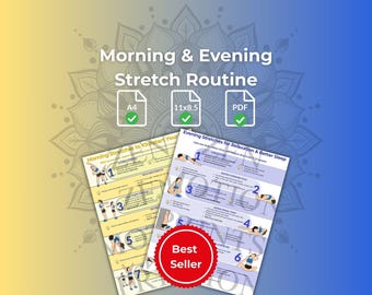 Morning & Evening Stretch Routine Bundle | Printable Yoga Poses and Daily Self Care Guide for Better Sleep and  Energy