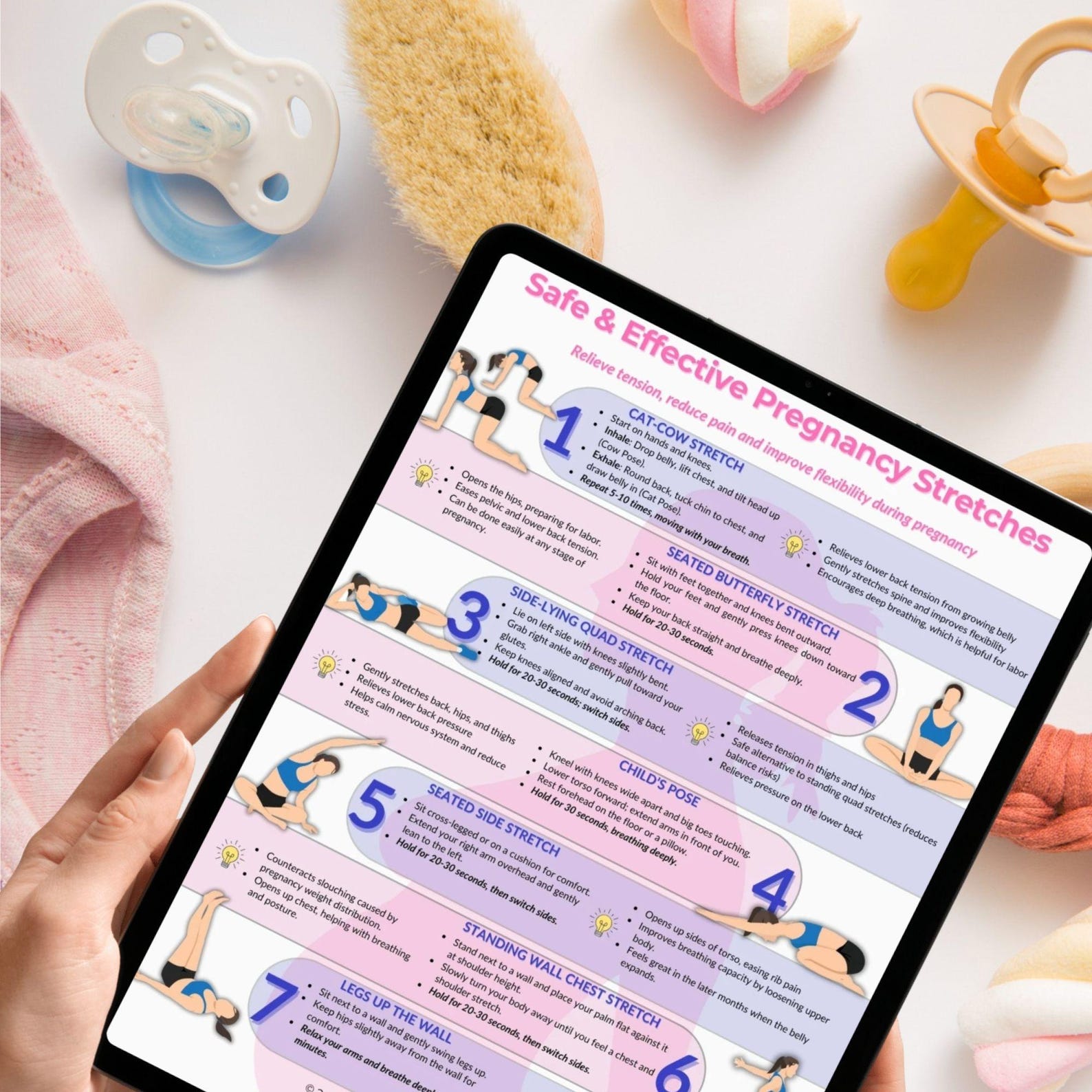 Prenatal Routine Pregnancy Stretch Routine Printable PDF – Gentle Prenatal Stretches for ...