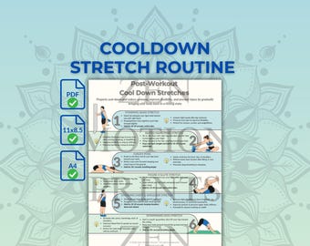 Post Workout Cool Down Stretches | Injury Prevention Printable PDF | Digital Fitness Plan & Recovery Guide