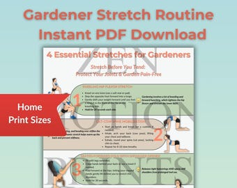 Gardener Stretch Routine Printable | Garden Mobility and Recovery Stretches | Lower Back, Hip & Knee Relief for Gardeners | PDF Download