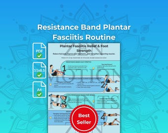 Plantar Fasciitis Stretches Printable, Resistance Band Foot Care PDF, Calf Stretch Routine | Digital A4 US Letter