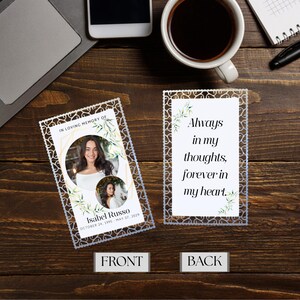 Carte funéraire découpée au laser - Carte souvenir personnalisée | Carte mémoire personnalisée In Loving avec photo et devis | Cadeau de sympathie personnalisé