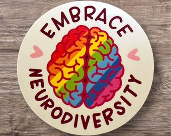 Embrassez la neurodiversité autocollant | Sticker en vinyle Fierté neurodivergente | Sticker imperméable pour ordinateur portable, bouteille d'eau et journaux