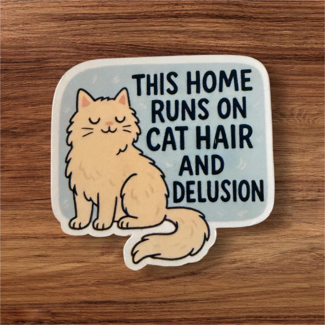 Delusion Graphics Sticker Cat Hair & Delusion Sticker • Funny Cat Lover Vinyl Decal - Etsy