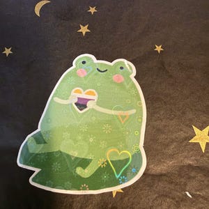 Nonbinary Pride Frog Sticker | Waterproof Vinyl Decal | Relatable Pride Gift