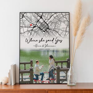 Impresión de compromiso personalizada, regalo de compromiso, regalo para pareja comprometida, regalo para parejas, impresión de mapa de compromiso, impresión de propuesta de matrimonio