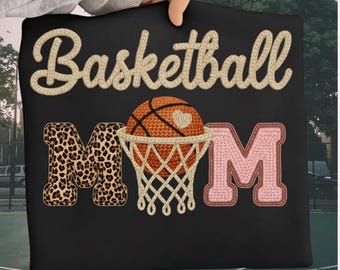 Faux Crochet Basketball Mom PNG, Sports Sublimation (Digital Download)