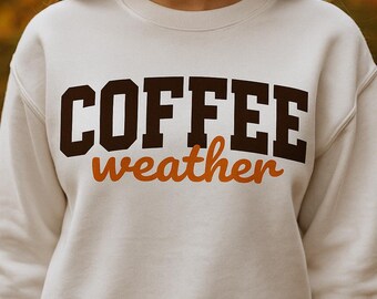 Kaffee Wetter PNG, Retro Herbst Shirt Design (digitaler Download)