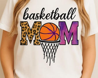 Retro Basketball Mom Glitter PNG, Game Day Shirt Design (Digital Download)
