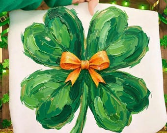 St patricks Day Shamrock Lucky Png: Handgemaltes Sublimationsdesign mit Pinselstrich, digitaler Download
