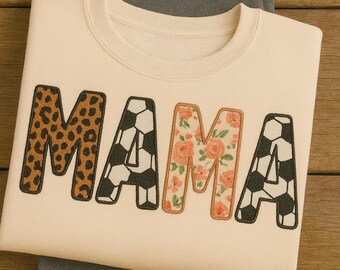 Soccer Mama PNG, Patchwork Sublimation Design, Trendy Game Day Mom Shirt PNG