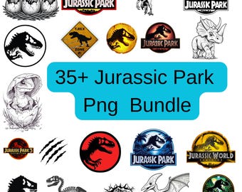 Jurassic Park Dinosaur Clipart, PNG Bundle (Digital Download)