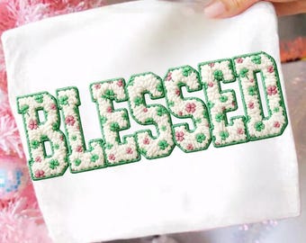St. Patricks Day Blessed Not Lucky Png, Faux Yarn Patricks Day Png, Latch Hook Yarn Lucky, Coquette Sublimation, Green Day Png