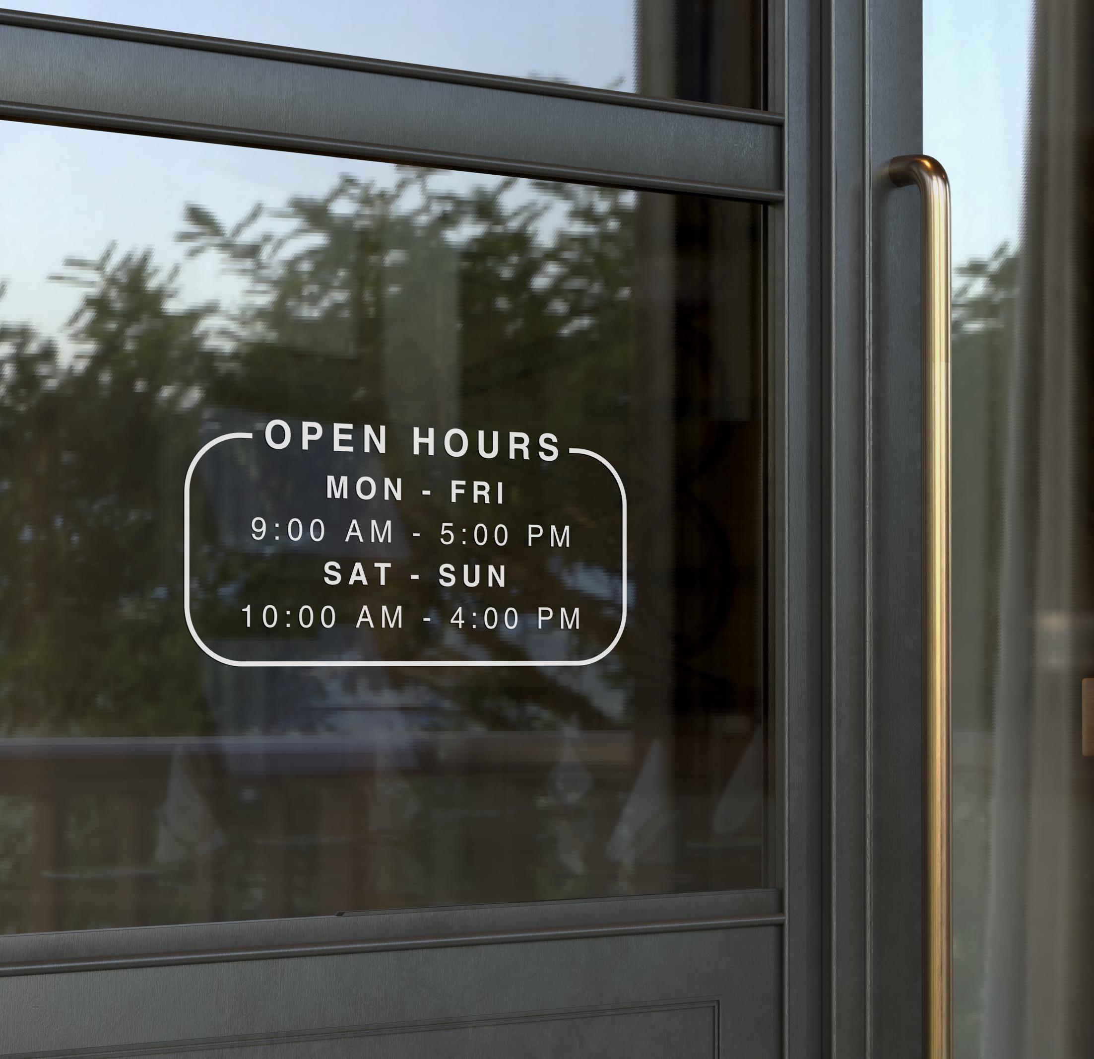 HOURS DECAL, Store Hours Sticker, Hours Sign Decal, Business Hours ...