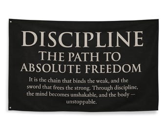 Motivational Gym Flag: Discipline Quote, Bodybuilding Decor