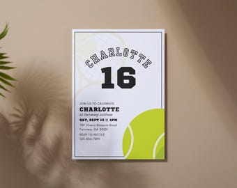 Tennis Birthday Invitation – Editable Party Template | Printable Invite | Instant Download via Canva