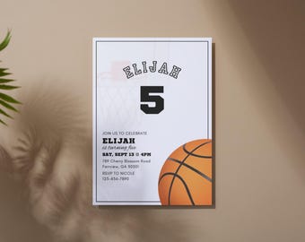 Basketball Birthday Invitation – Editable Sports Party Template | Printable Invite | Instant Download via Canva