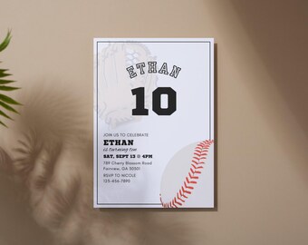 Baseball Birthday Invitation – Editable Sports Party Template | Printable Invite | Instant Download via Canva