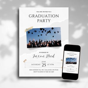 Photo Graduation Party Invitation: Class of 2025 Canva Template (Digital Download)