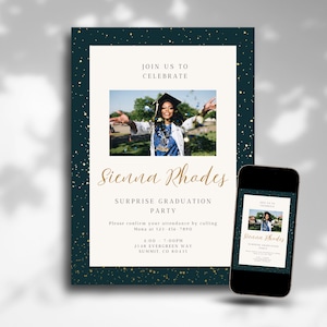 Photo Graduation Party Invitation: Class of 2025 Canva Template (Digital Download)