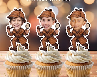 Personalized Detective Face Cupcake Toppers | Birthday Party (Digital Download)