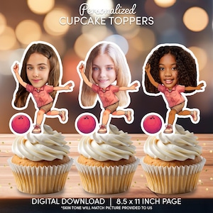 Bowling Face Cupcake Toppers | Personalized Party Decor | Custom Cake Decorations | Digital Download File | Girl Bowling Birthday Party