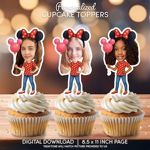 Theme Park Face Cupcake Toppers | Personalized Party Decor | Custom Cake Decorations | Digital Download File |  Theme Park Birthday Party