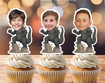 Giant Lizard Face Cupcake Toppers | Personalized Birthday (Digital Download)