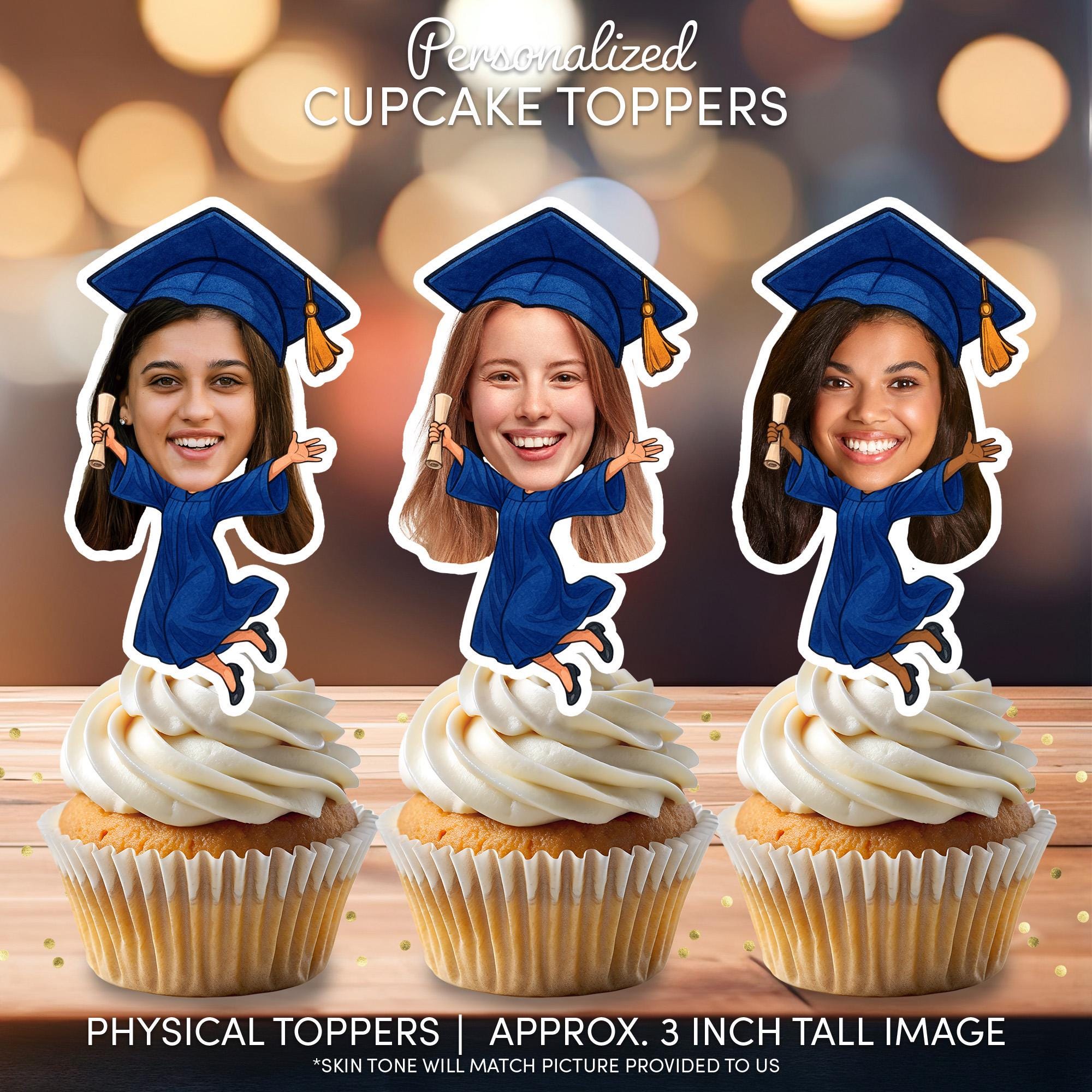 Personalized Graduation Face Cupcake Toppers | Class of 2026 (physical ...
