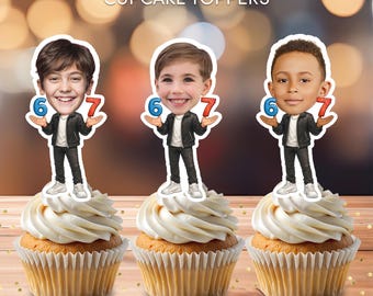 Personalisiert 6-7! Sechs Seven Face Cupcake Toppers | 6.7. Geburtstag (Digitaler Download)