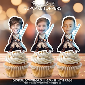 Galactic Hero Face Cupcake Toppers | Personalized Party Decor | Custom Cake Decorations | Digital Download File | Galactic Hero Birthday