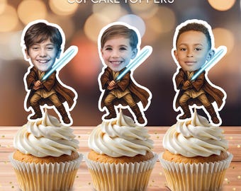 Toppers de cupcake personalizados com rostos de heróis galácticos (download digital)
