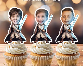 Adornos personalizados para cupcakes de héroes galácticos / Decoración para fiestas de cumpleaños espaciales (adornos físicos)