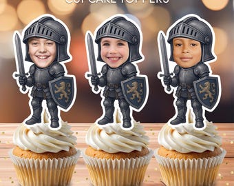 Personalized Knight Cupcake Toppers | Medieval Birthday (Digital Download)