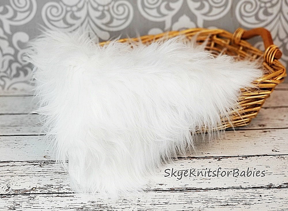 White Faux Fur Newborn Props, Mongolian Faux Fur Long Pile Fabric, Ne…