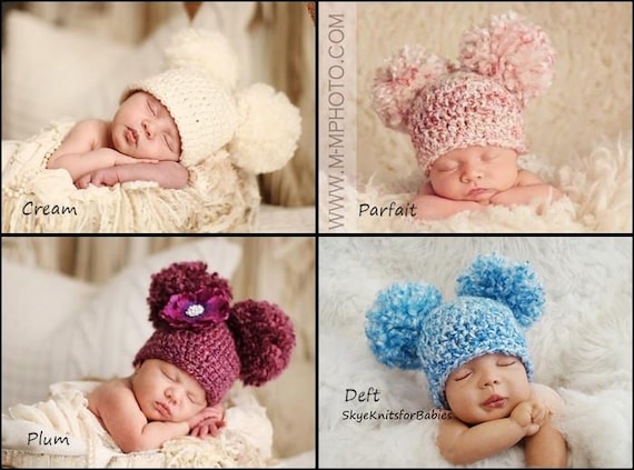 Crochet Baby Hat Baby Pom Pom Hat Double Pom Pom Hat Baby Etsy Crochet Baby Hat Baby Pom Pom Hat Double Pom Pom Hat Baby Etsy