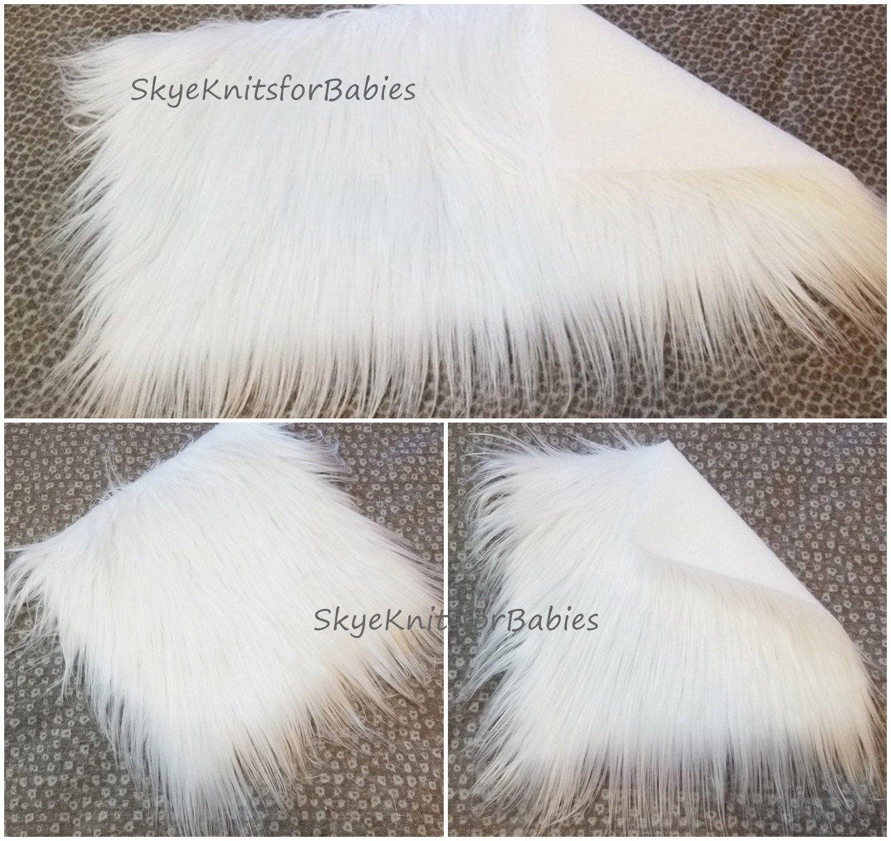 White Fur Fabric, White Faux Fur, White Craft Fur, 10"x10" …