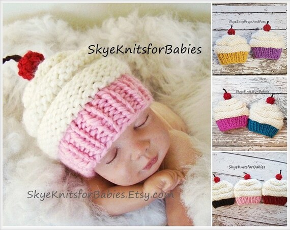 BEANIES..NEW HAND KNITTED SIZE 3-6 MONTHS GIRLS/BOYS BABY BABIES  CUPCAKE HATS. 