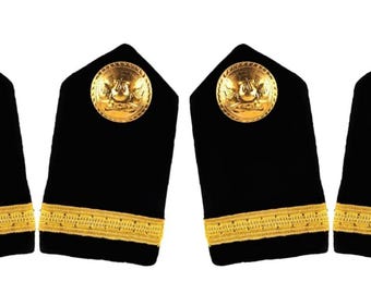 Merchant Navy Third Officer Collar Badge 2 Pair | Uniform Accessory | Professional Emblem | Durable & Washable | Gold-Plated | Epaulet Badge