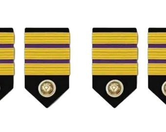 Merchant Navy Second Engineer Collar Badge 2 Pair | Uniform Accessory | Professional Emblem | Durable & Washable | Gold-Plated Epaulet Badge