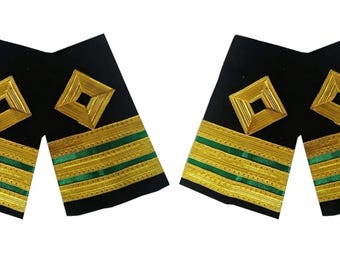 Merchant Navy Electro Technical Officer Rank | 2 Pair Soft Epaulettes | Uniform Accessory Washable 3 Strip Gold Shoulder Epaulette