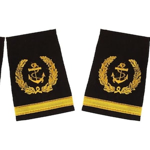 Merchant Navy Third Officer Rank | 2 Pair Hard Epaulettes | Uniform Accessory Washable Gold Shoulder Epaulette Anchor Logo