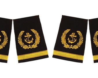 Merchant Navy Third Officer Rank | 2 Pair Hard Epaulettes | Uniform Accessory Washable Gold Shoulder Epaulette Anchor Logo