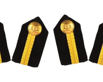 Merchant Navy Deck Cadet Collar Badge 2 Pair | Uniform Accessory | Professional Emblem | Durable & Washable | Gold-Plated | Epaulet Badge