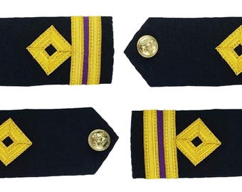 Merchant Navy Third Engineer Rank 2 Pair | Hard Epaulettes | Uniform Accessory Washable Shoulder Diamond Loop Epaulette
