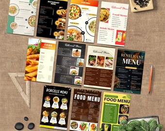 Restaurant Menu Template – Set of 12 | Editable Canva Templates | Instant Digital Download